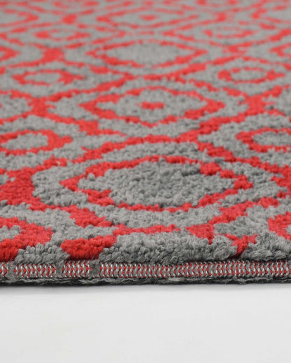 Exquisite Red & Grey Abstract Polyester Carpet