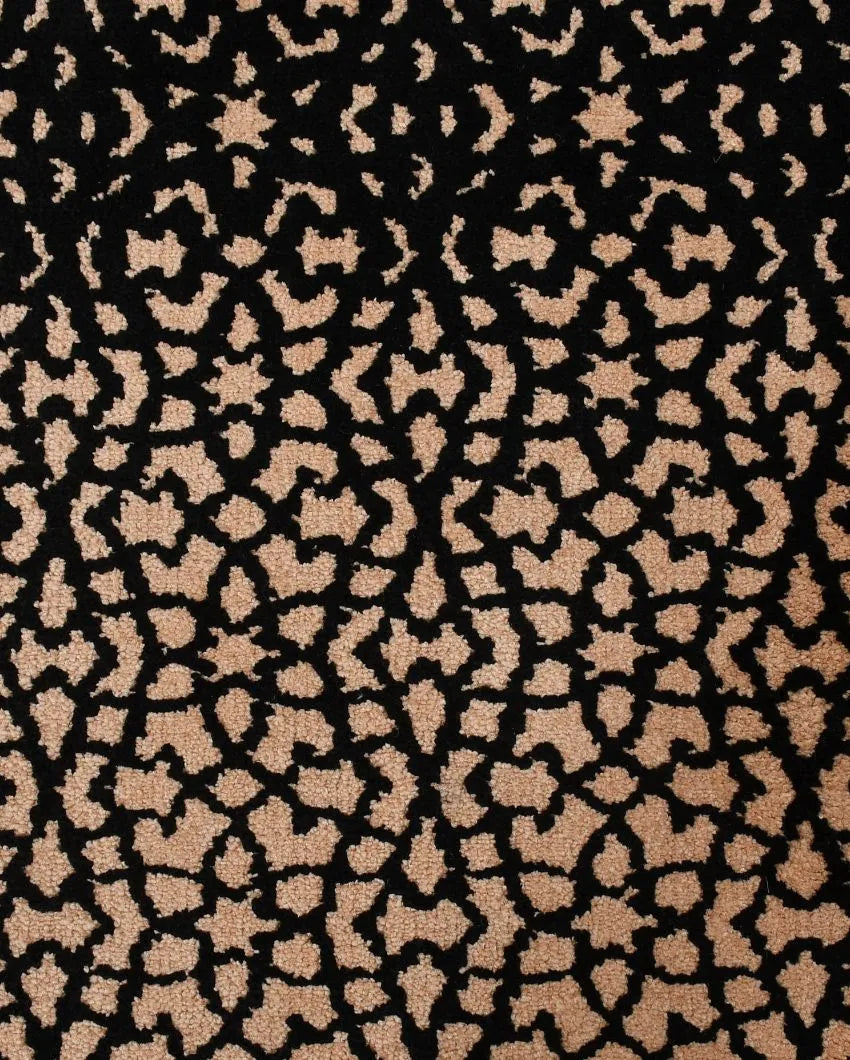 Black & Beige Abstract Polyester Carpet