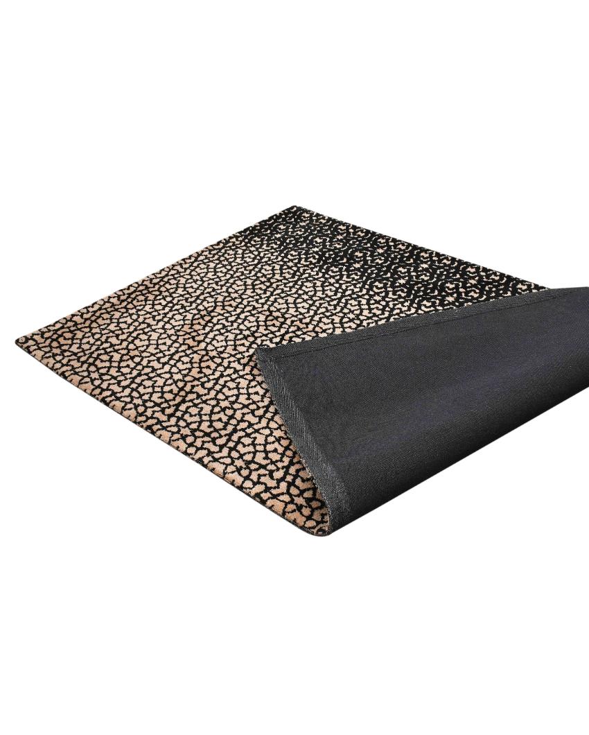 Black & Beige Abstract Polyester Carpet