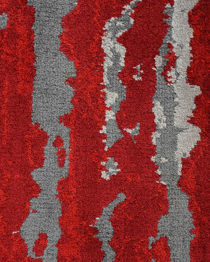 Innovative Red & Grey Abstract Polyester Carpet