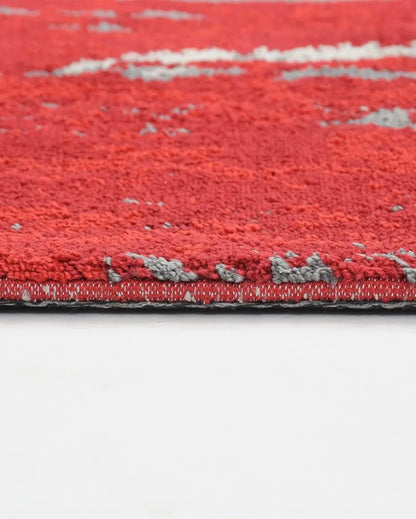 Innovative Red & Grey Abstract Polyester Carpet