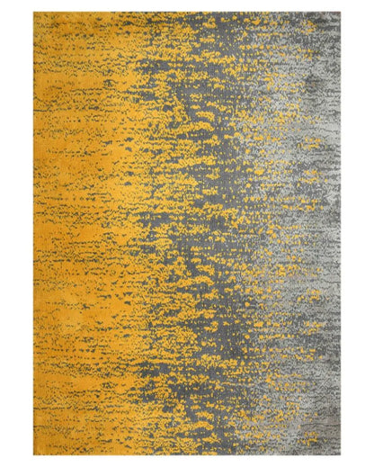 Yellow & Grey Abstract Polyester Carpet