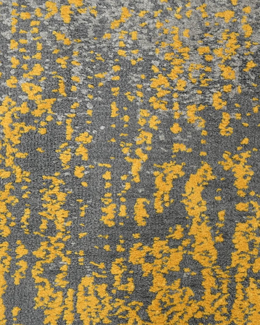 Yellow & Grey Abstract Polyester Carpet