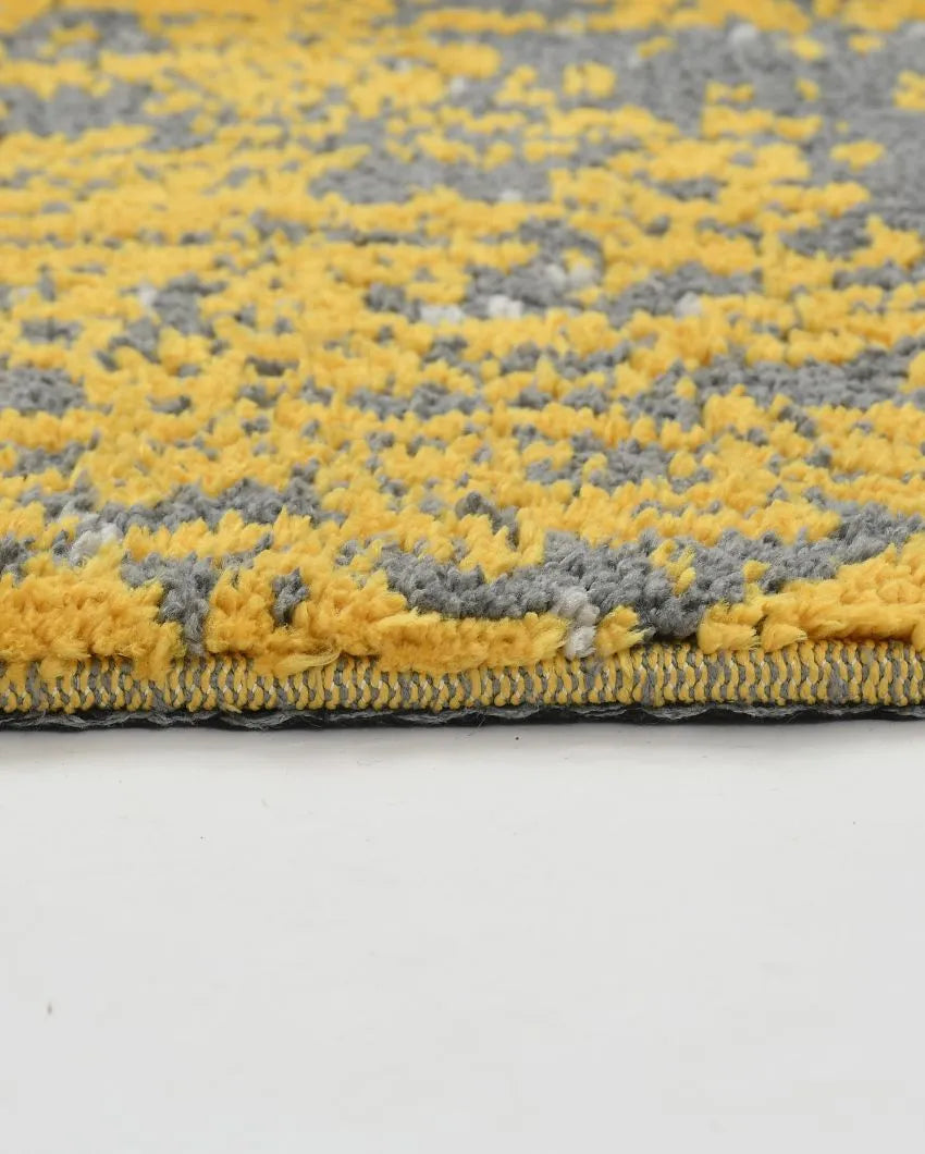 Yellow & Grey Abstract Polyester Carpet