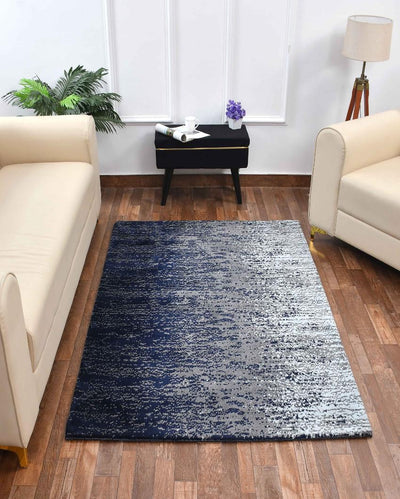 Blue & Grey Abstract Polyester Carpet