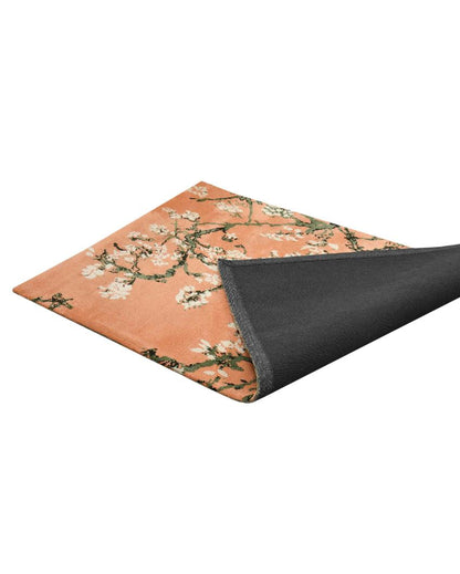 Peach & Green Floral Polyester Carpet