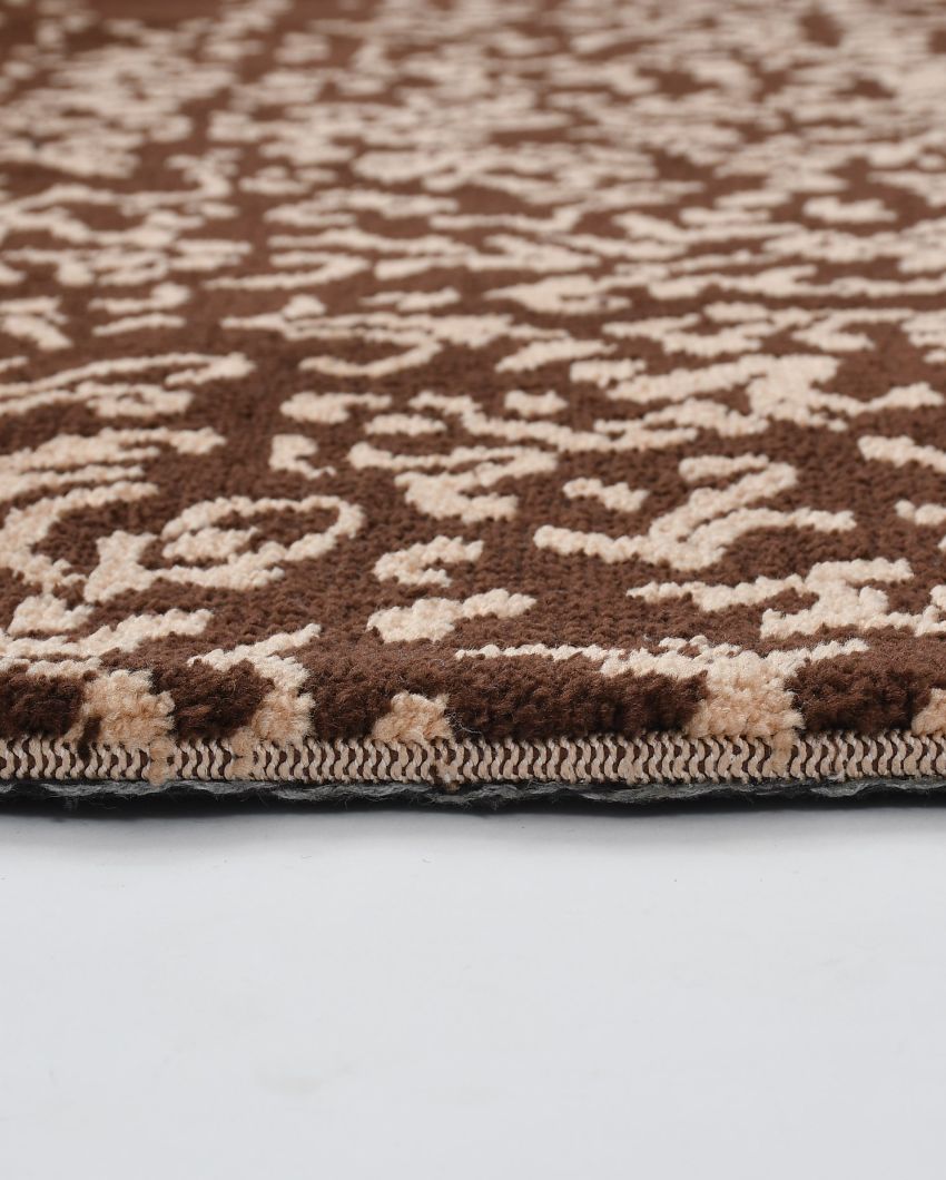 Brown & Beige Stylish Abstract Polyester Carpet