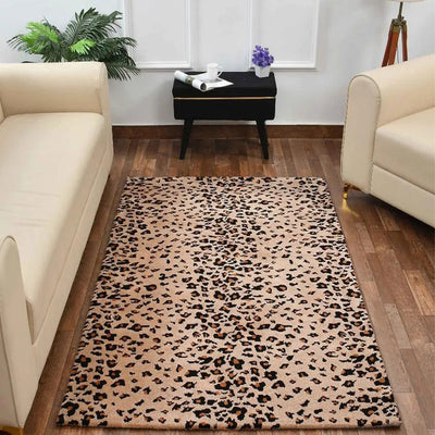 Gold & Beige Abstract Polyester Carpet