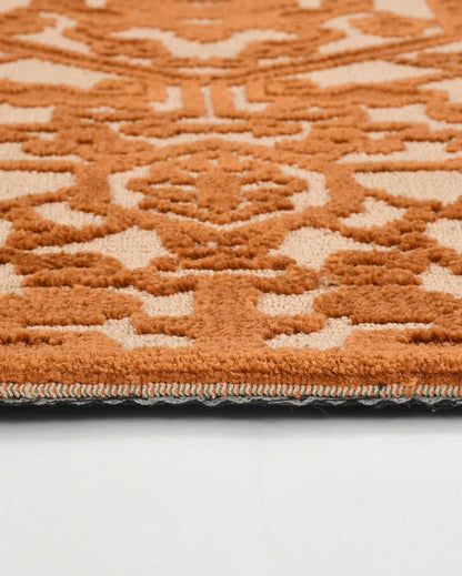 Gold & Beige Traditional Polyester Carpet