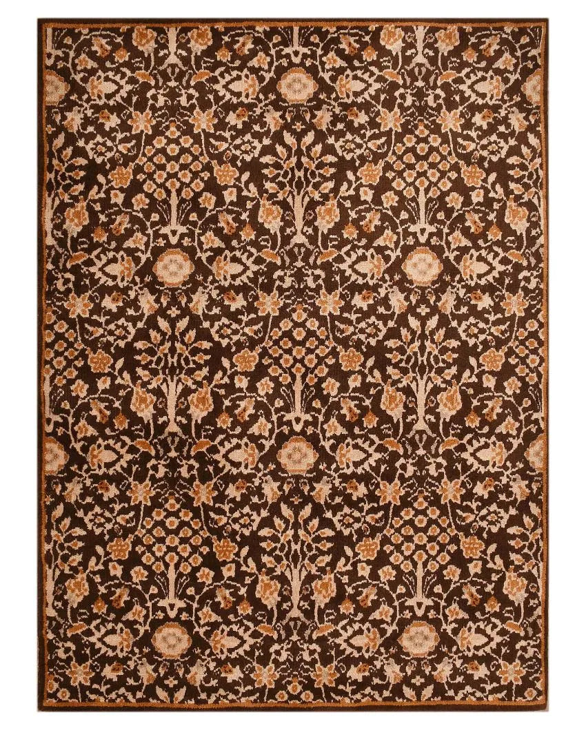 Functional Brown & Beige Traditional Polyester Carpet