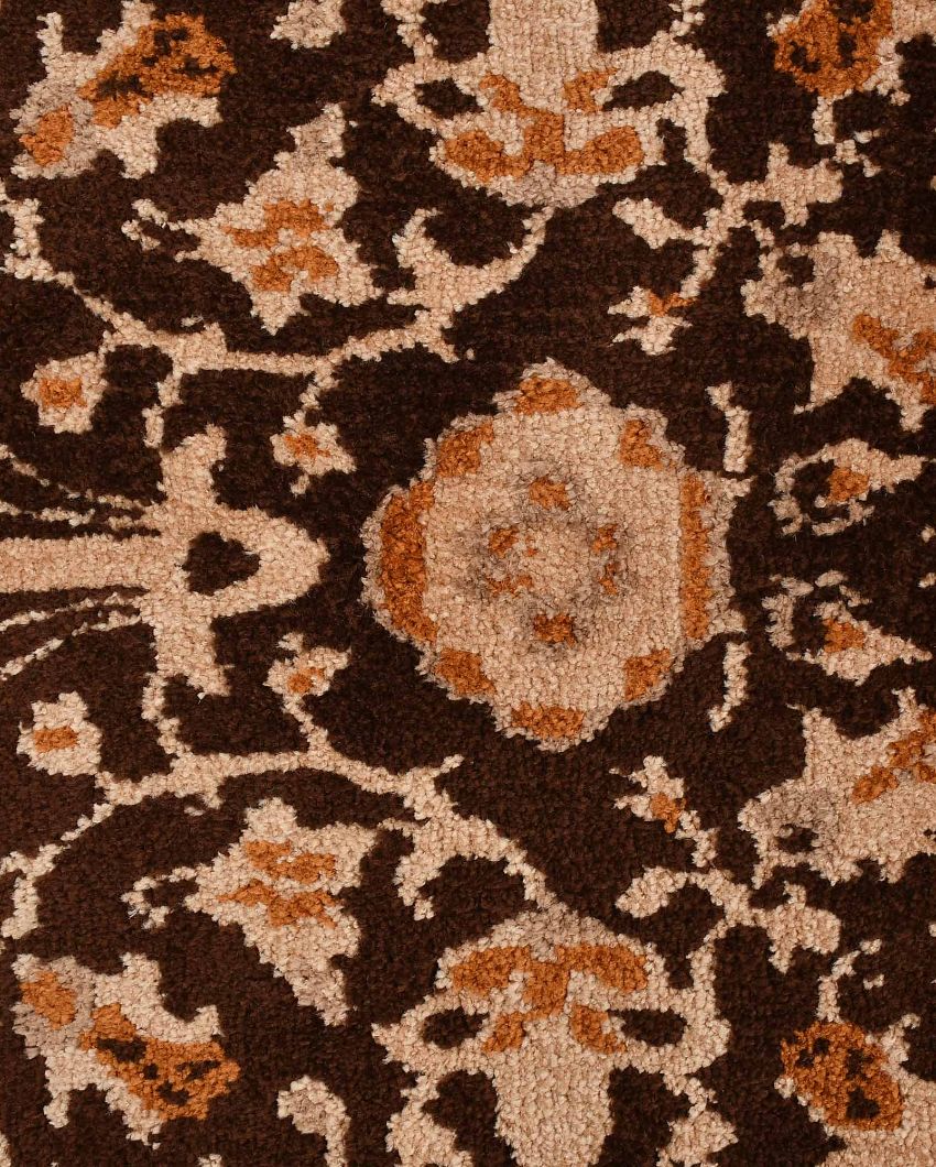 Functional Brown & Beige Traditional Polyester Carpet