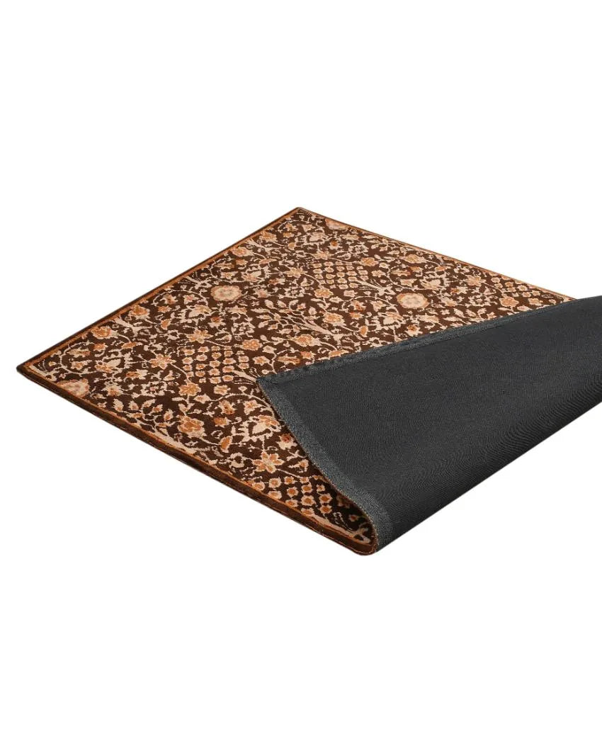 Functional Brown & Beige Traditional Polyester Carpet