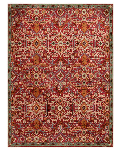 Red & Gold Traditional Polyester Carpet