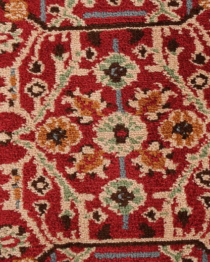 Red & Gold Traditional Polyester Carpet