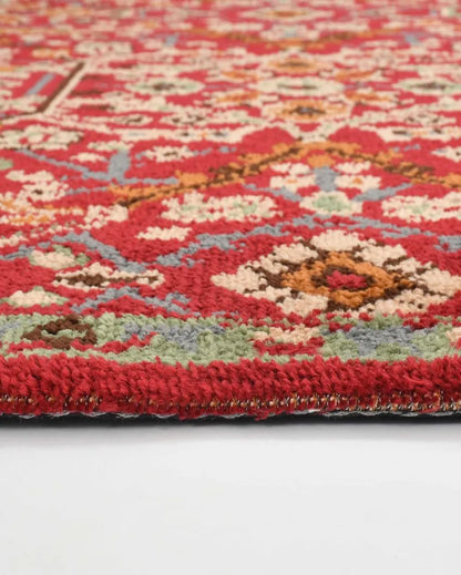 Red & Gold Traditional Polyester Carpet