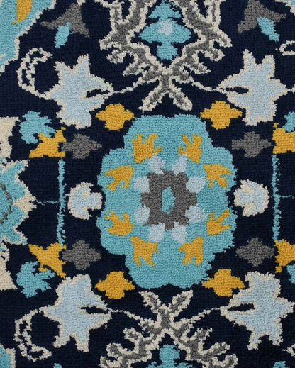 Blue & Yellow Traditional Polyester Carpet