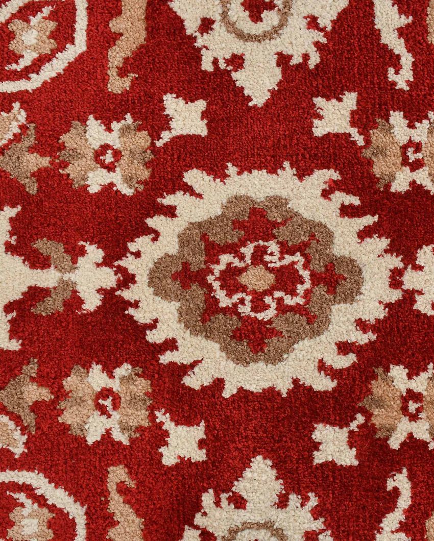 Red & Beige Traditional Polyester Carpet