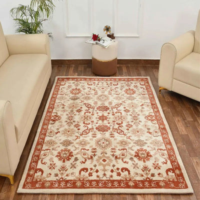 Orange & Beige Traditional Polyester Carpet