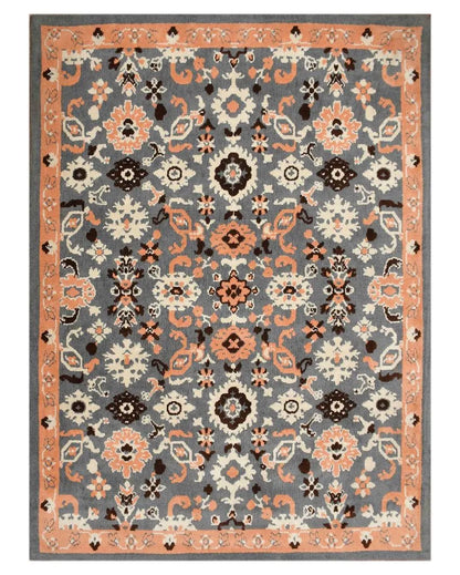 Peach & Grey Traditional Polyester Carpet