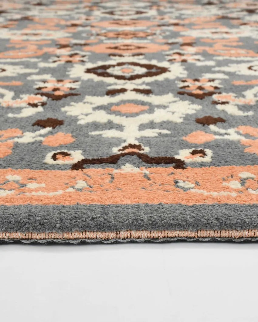 Peach & Grey Traditional Polyester Carpet