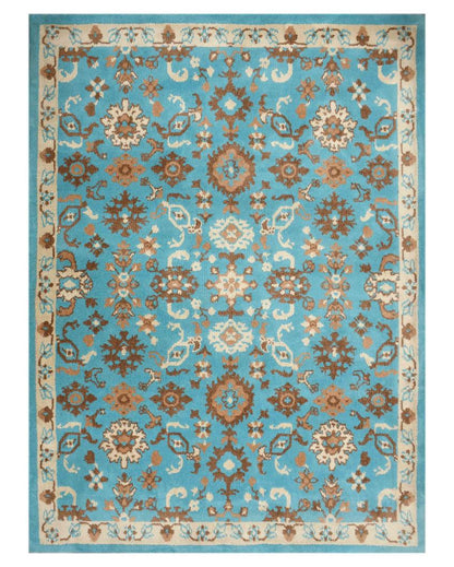 Blue & Beige Elegant Traditional Polyester Carpet