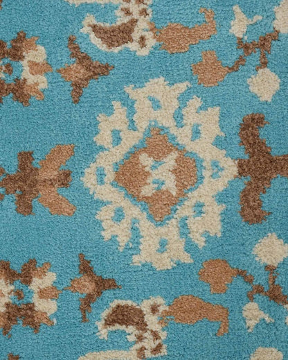 Blue & Beige Elegant Traditional Polyester Carpet