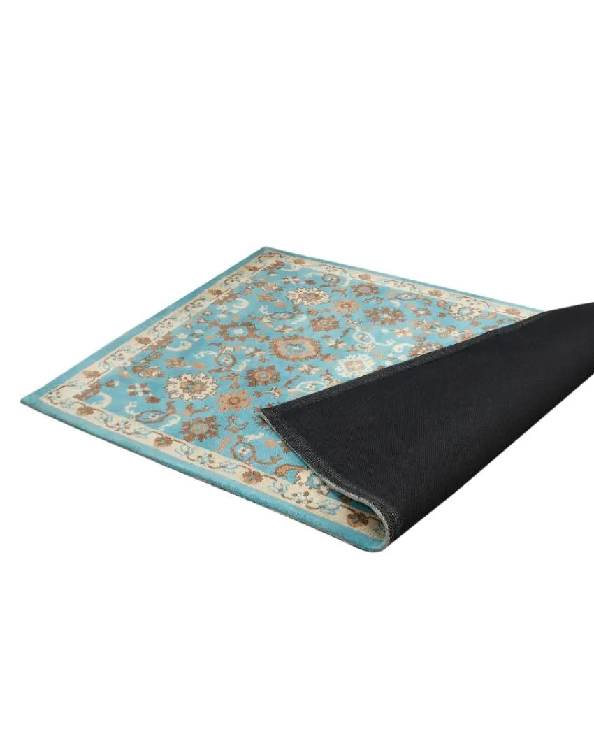 Blue & Beige Elegant Traditional Polyester Carpet