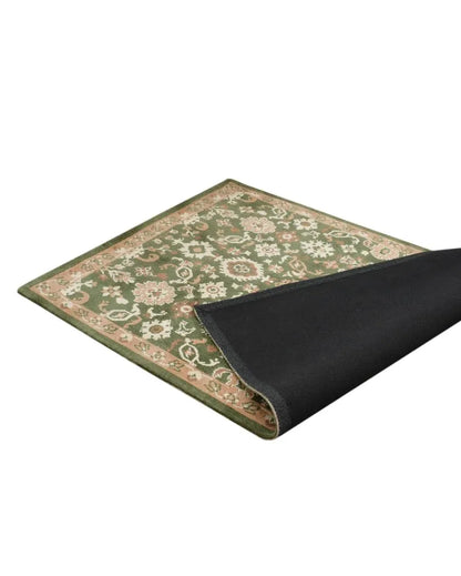 Green & Beige Traditional Polyester Carpet