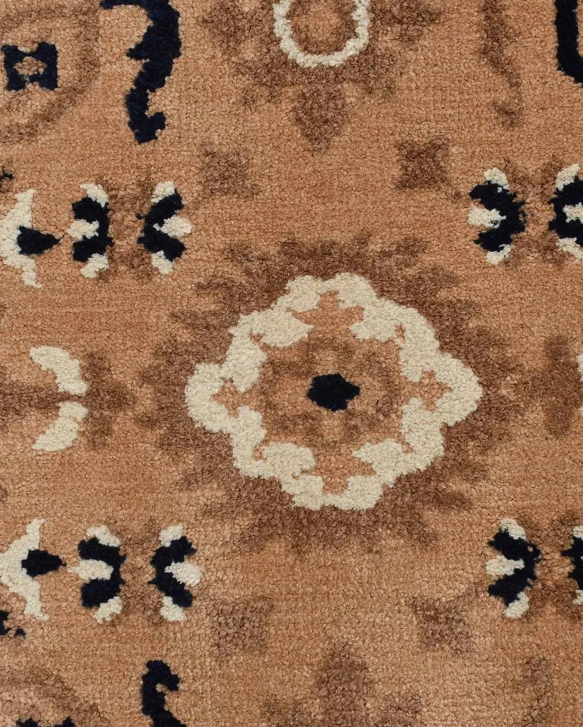 Blue & Beige Intricate Traditional Polyester Carpet