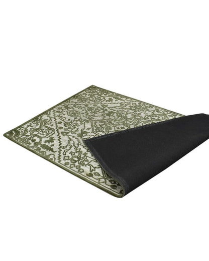 Green & White Traditional Polyester Carpet