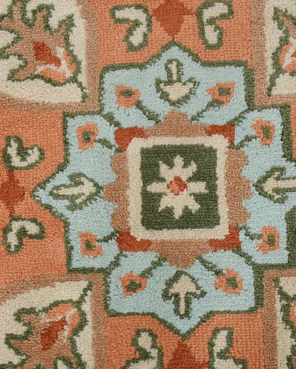 Peach & Green Traditional Polyester Carpet