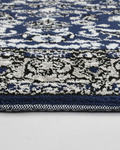 Blue & Grey Traditional Polyester Carpet