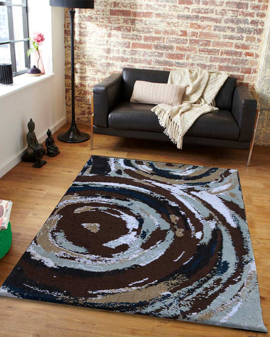 Abstract Elegant Brown Polyester Carpet