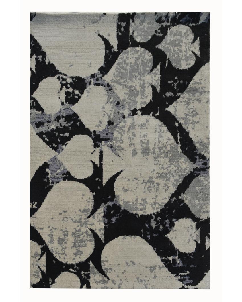 Abstract Black & White Polyester Carpet