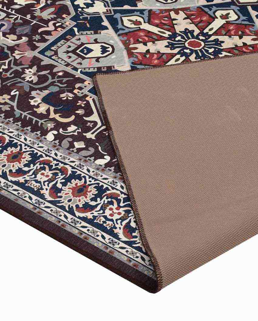 Traditional Washable Polyester Carpet | 6 X 4 Ft Brown