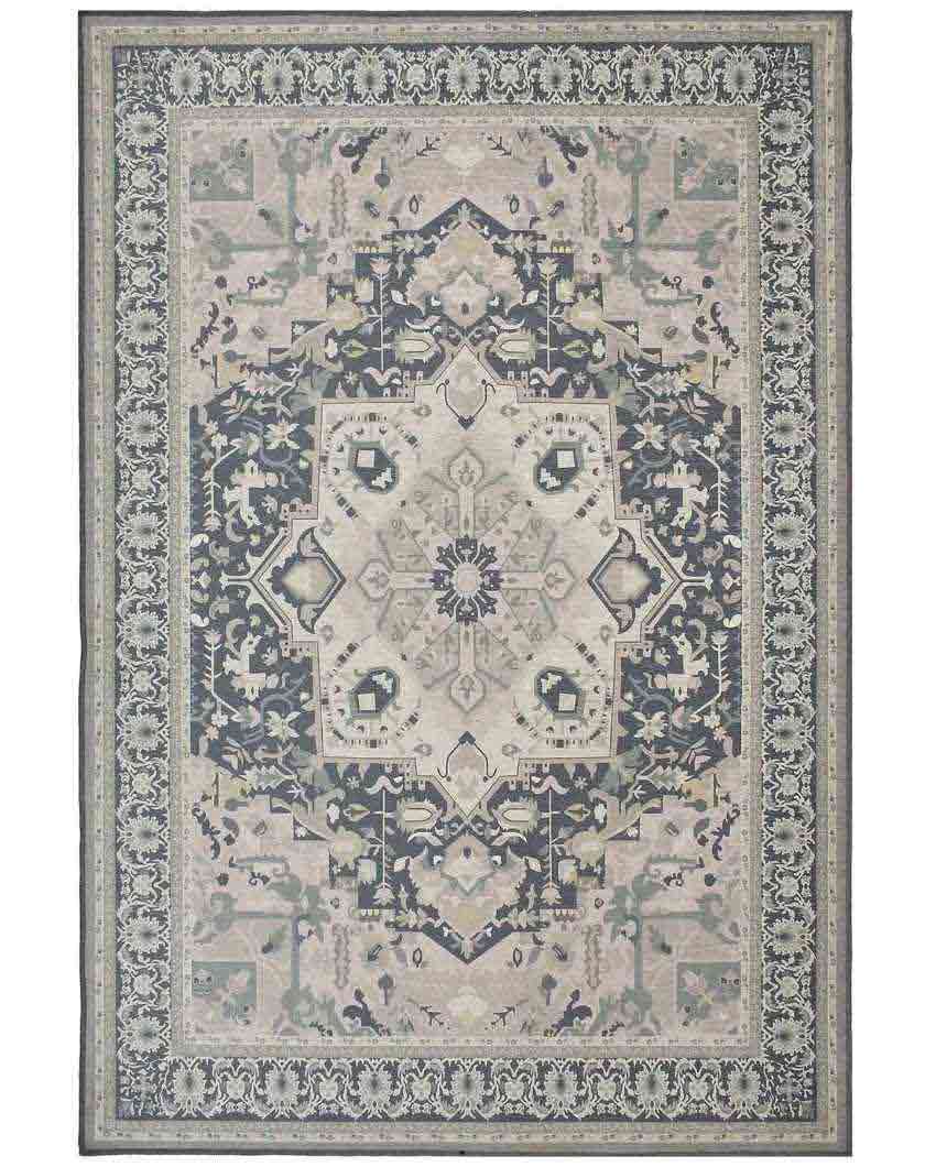 Traditional Washable Polyester Carpet | 6 X 4 Ft Grey