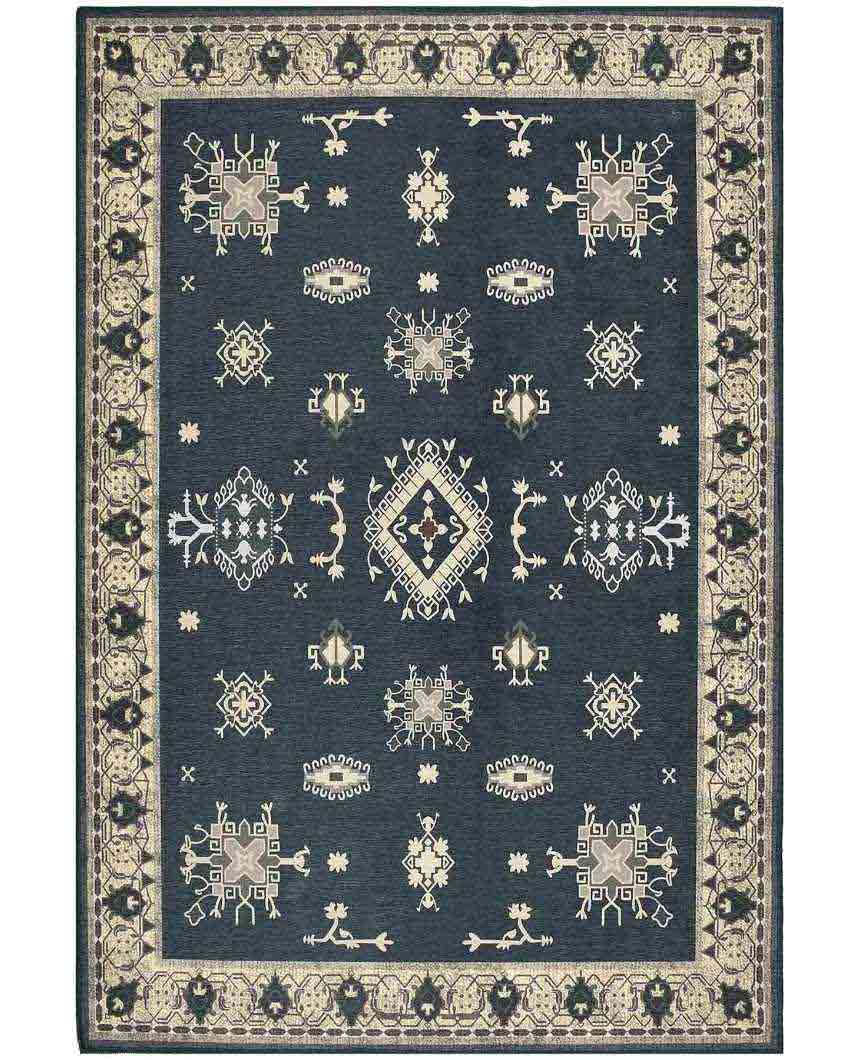 Traditional Art Pattern Washable Polyester Carpet | 6 X 4 Ft Grey