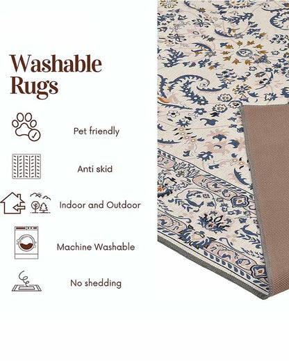 Classy Multicolor Washable Polyester Carpet | 6 X 4 Ft