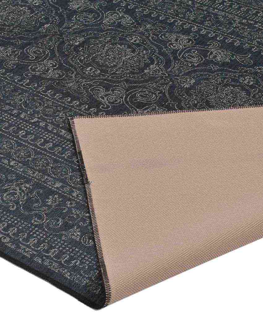 Mehndi Art Washable Polyester Carpet | 6 X 4 Ft Grey