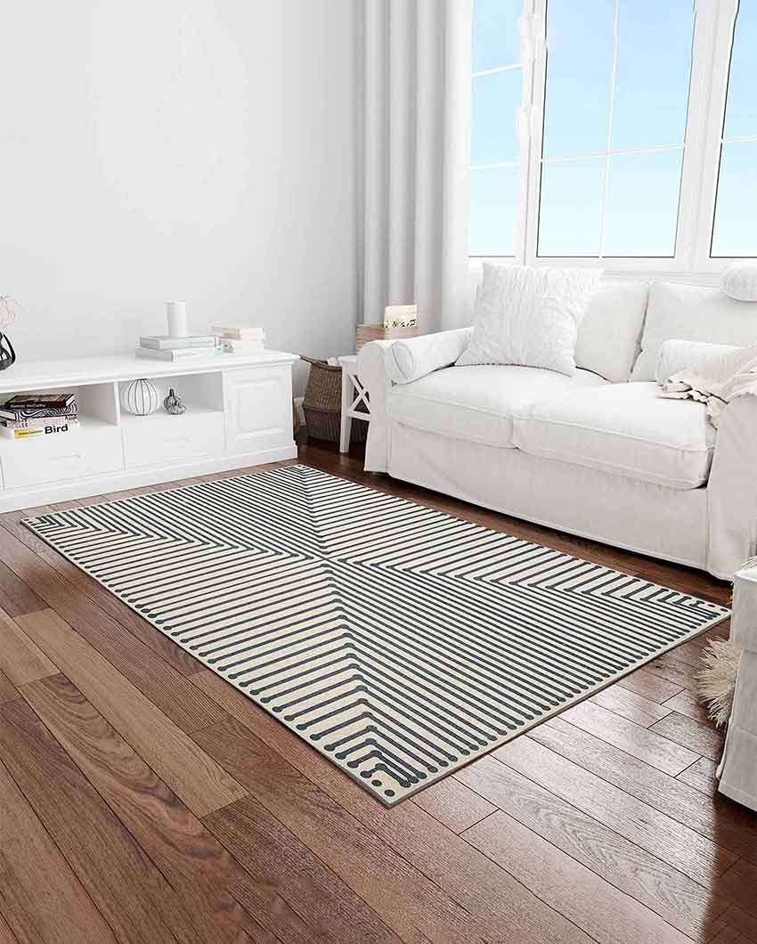 Geometric Washable Polyester Carpet | 6 X 4 Ft Grey