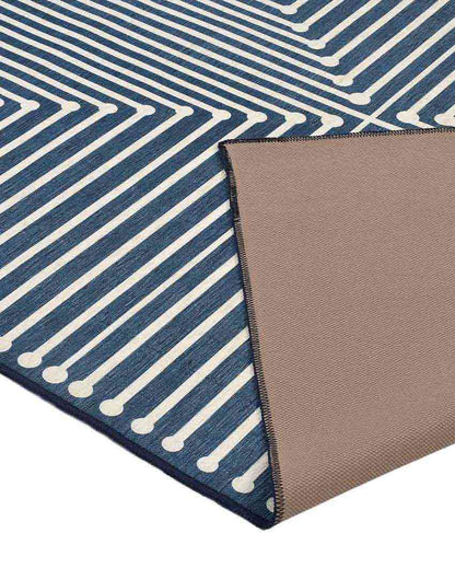 Geometric Washable Polyester Carpet | 6 X 4 Ft Blue