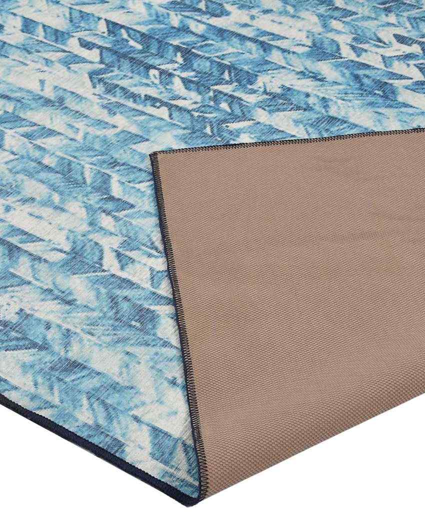 Abstract Washable Polyester Carpet | 6 X 4 Ft Blue