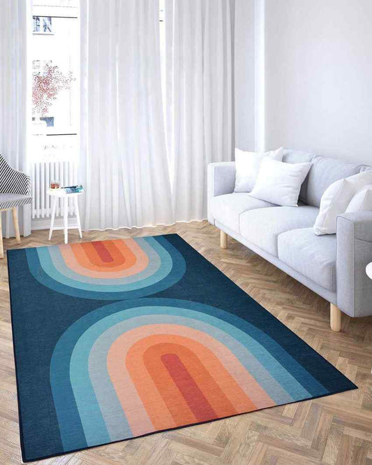 Rainbow Washable Polyester Carpet | 6 X 4 Ft Blue