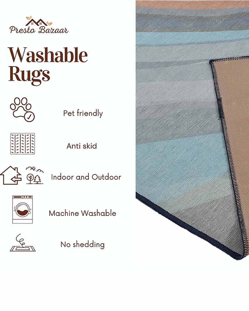 Multicolor Sand Washable Polyester Carpet | 6 X 4 Ft