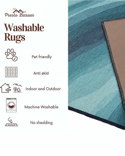 Blue Sand Washable Polyester Carpet | 6 X 4 Ft