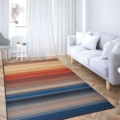 Multicolor Stripe Washable Polyester Carpet | 6 x 4 Feet