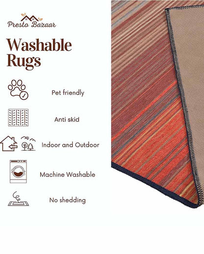 Multicolor Stripe Washable Polyester Carpet | 6 X 4 Ft