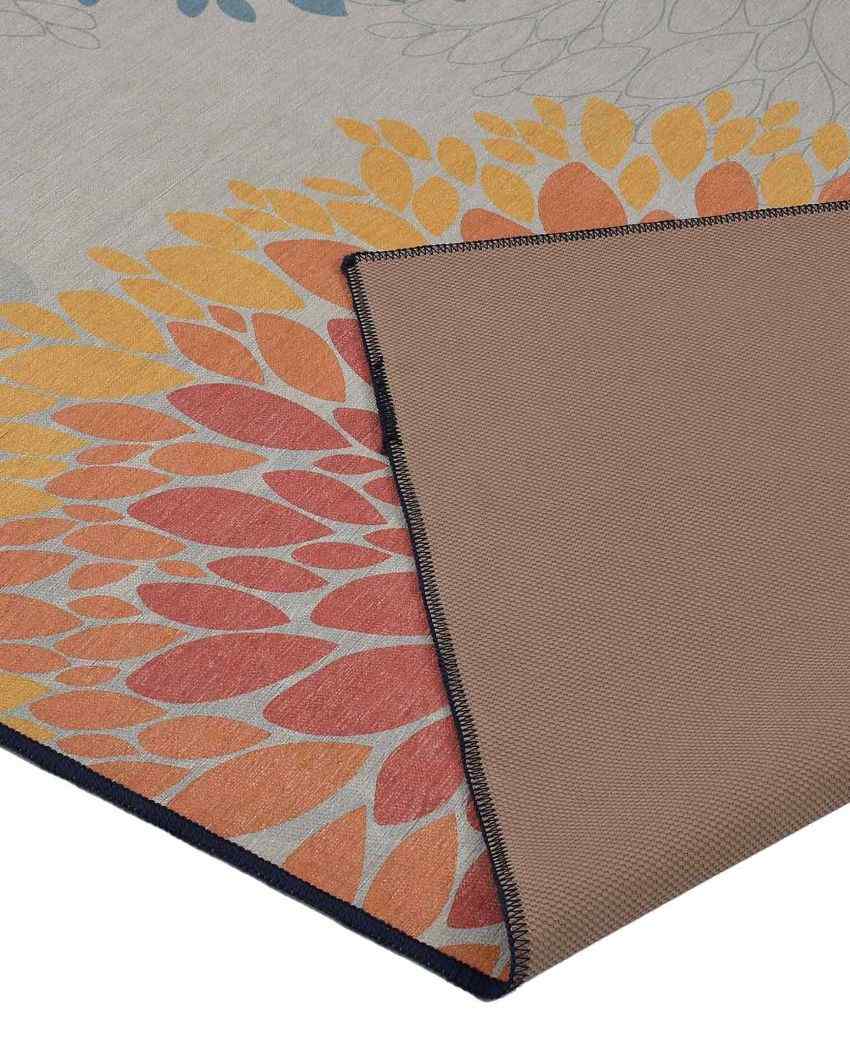Colored Marigold Floral Washable Polyester Carpet | 6 X 4 Ft