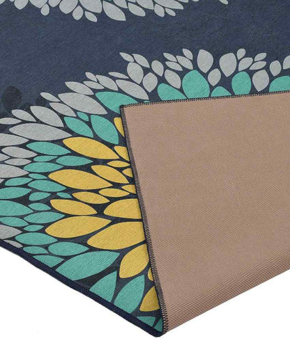 Marigold Multicolor Flower Washable Polyester Carpet | 6 X 4 Ft