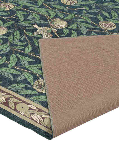 Pomegranate Bunches Washable Polyester Carpet | 6 X 4 Ft Green